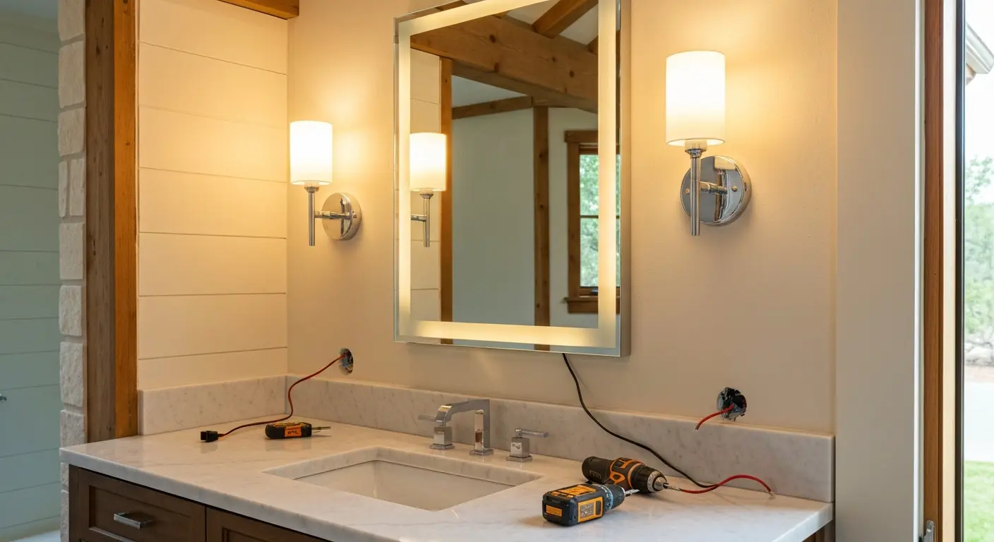 Bathroom vanity lighting installation