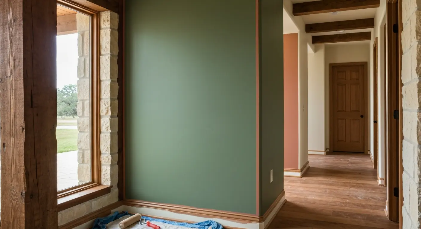 Hallway with accent wall painting