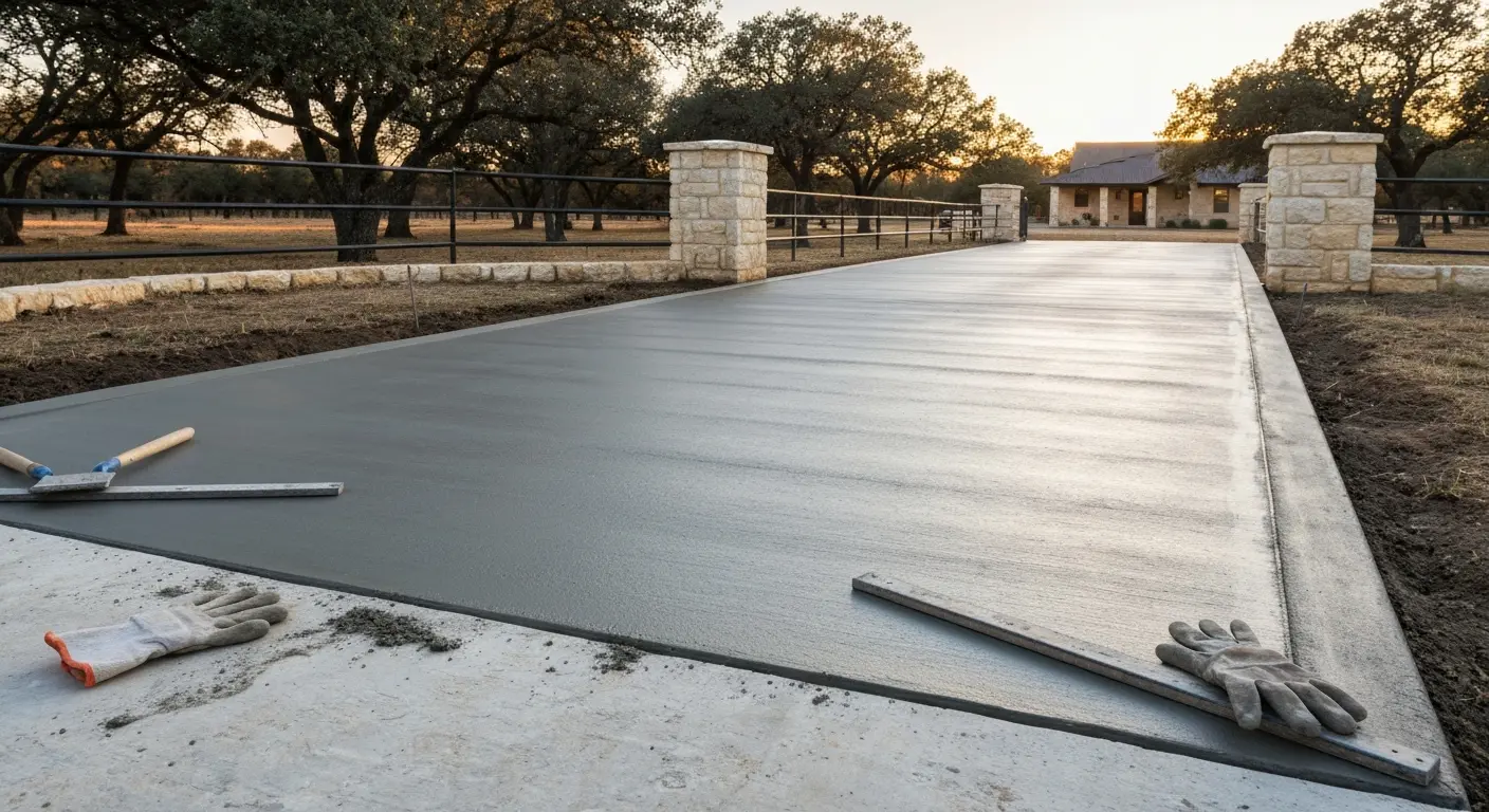 New concrete driveway installation