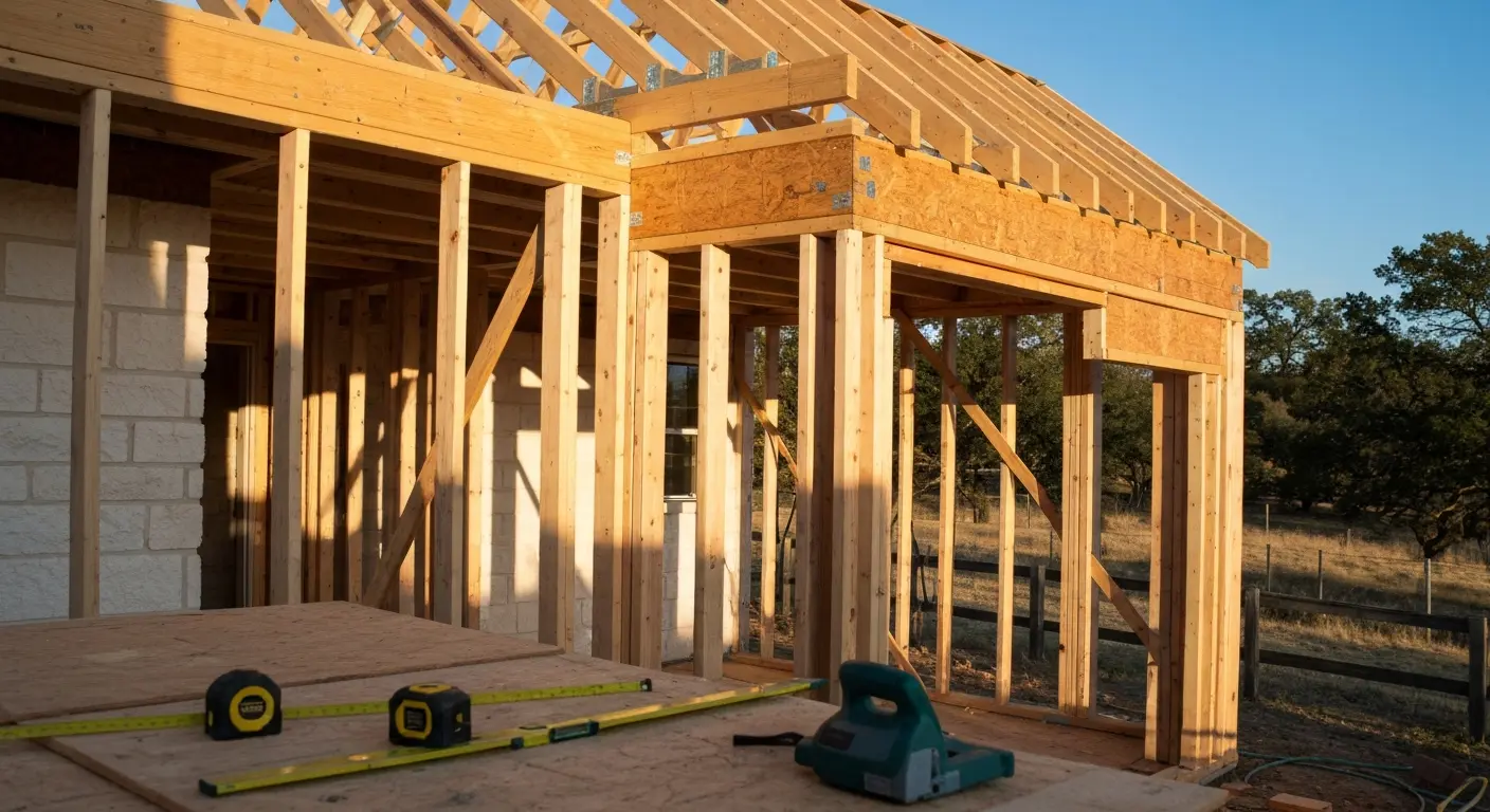 Room addition framing in Manchaca