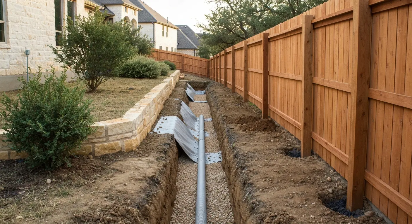 Landscape drainage and fencing