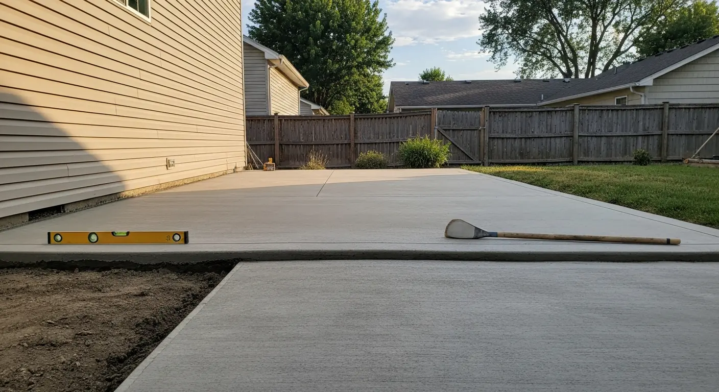 Repaired and extended patio