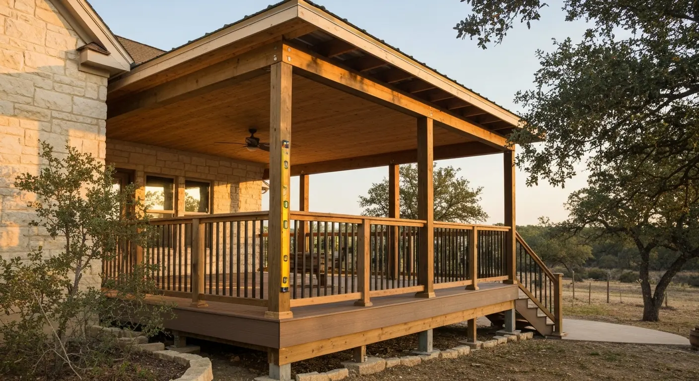 Covered porch with deck
