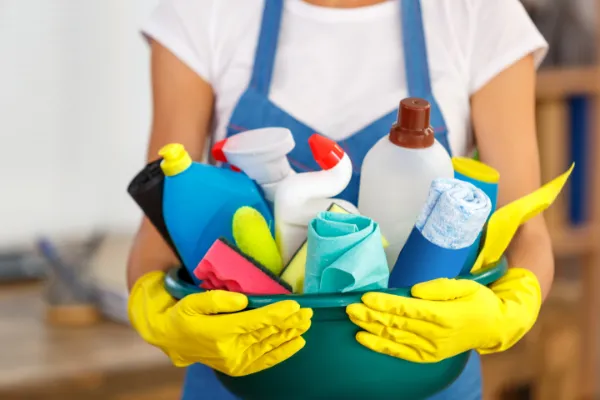 Home cleaning service in progress
