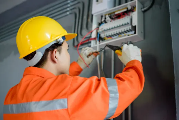 Electrician working on wiring