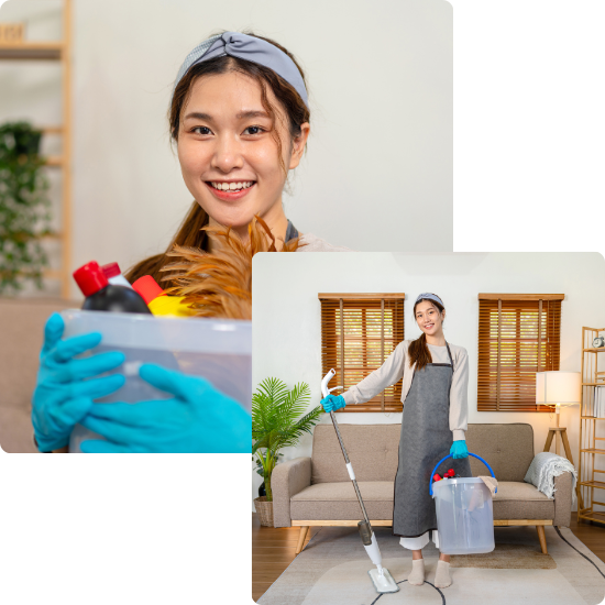 Picture of a Asian Cleaning Lady Smiling in Los Angeles for Cleaning Company Los Angeles