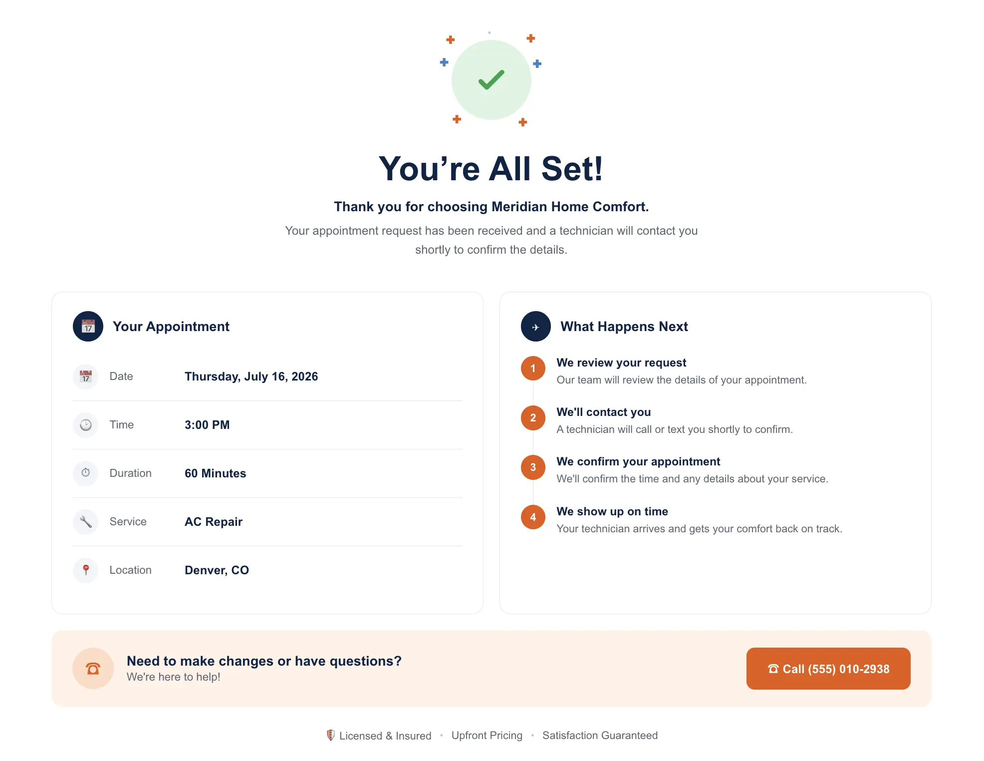 Booking confirmation screenshot