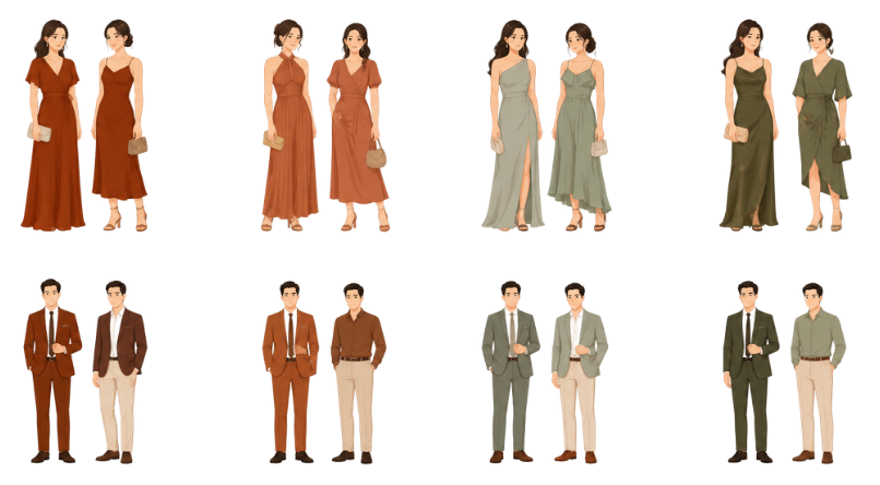 Attire inspiration — suggested looks for ladies and gentlemen
