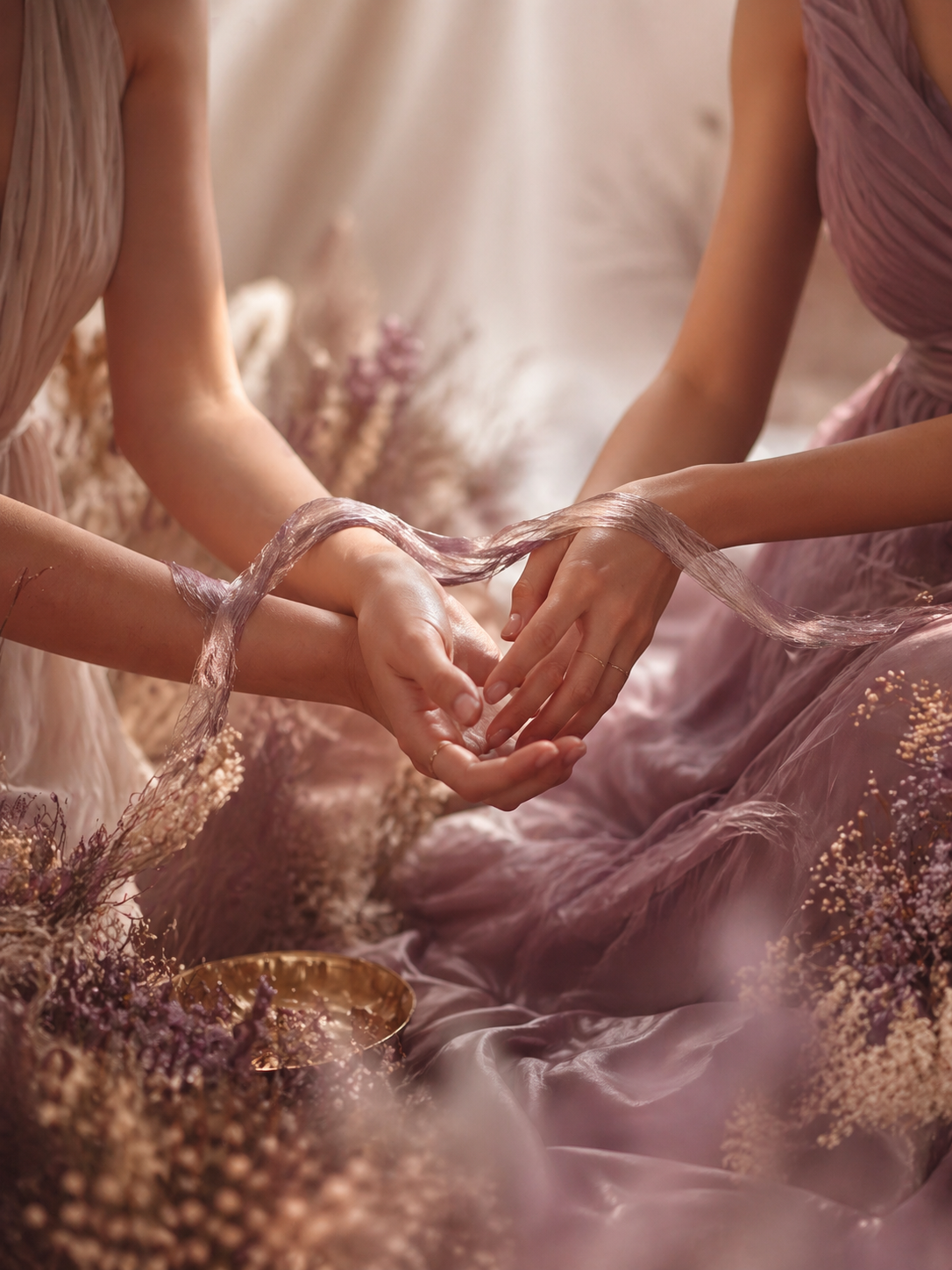 Soft feminine image representing connection, grounding, and self-attachment