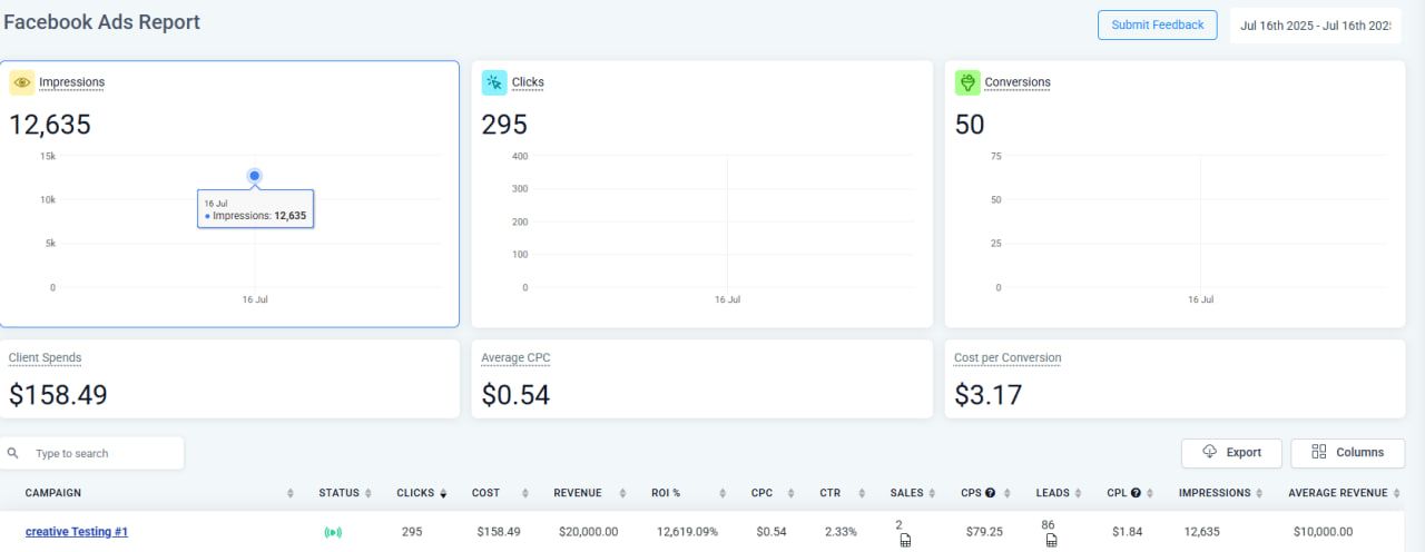 Client result screenshot