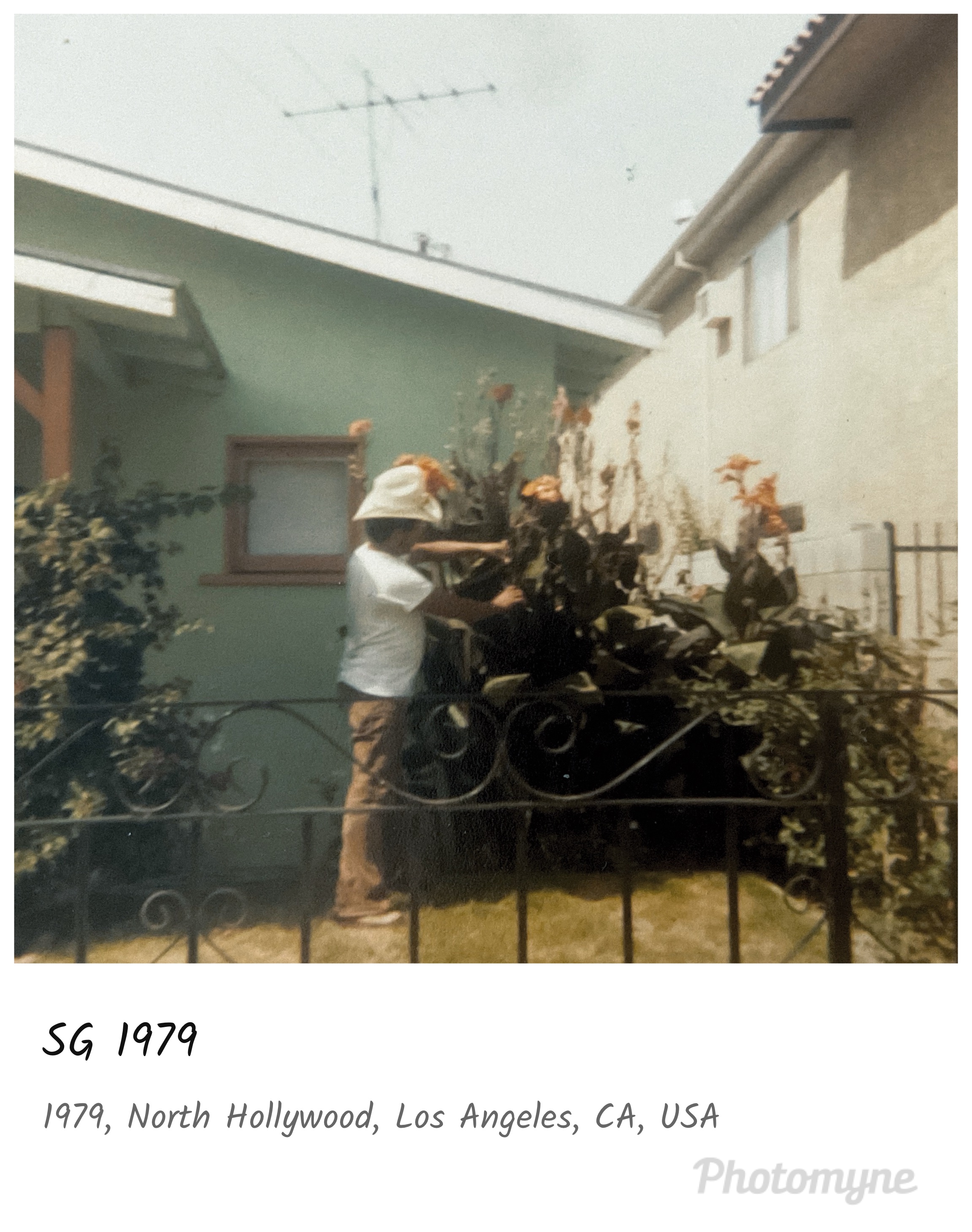 ALMA Gardening Company employee working on a landscape in the 1980s