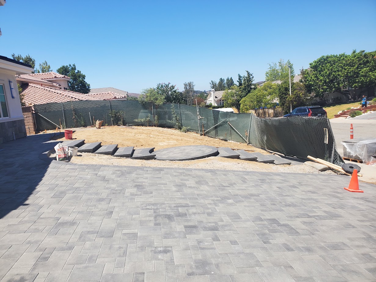 Custom paver driveway and entry