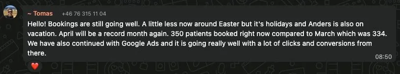 Tomas got over 350 new patients in 30 days with us