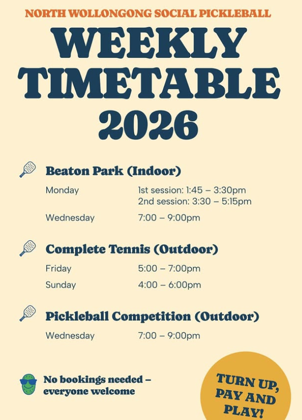 timetable at north wollongong pickleball