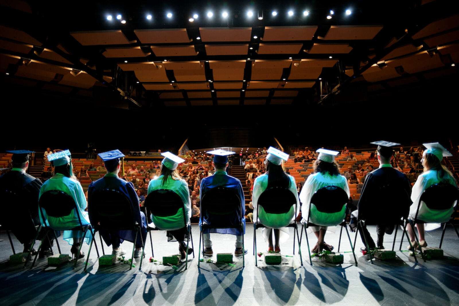 Graduation ceremony from behind the stage