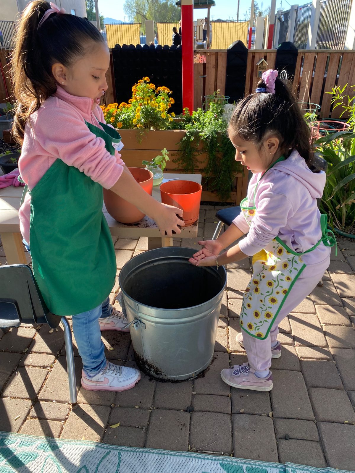 Children working together in the garden at St. Peter's