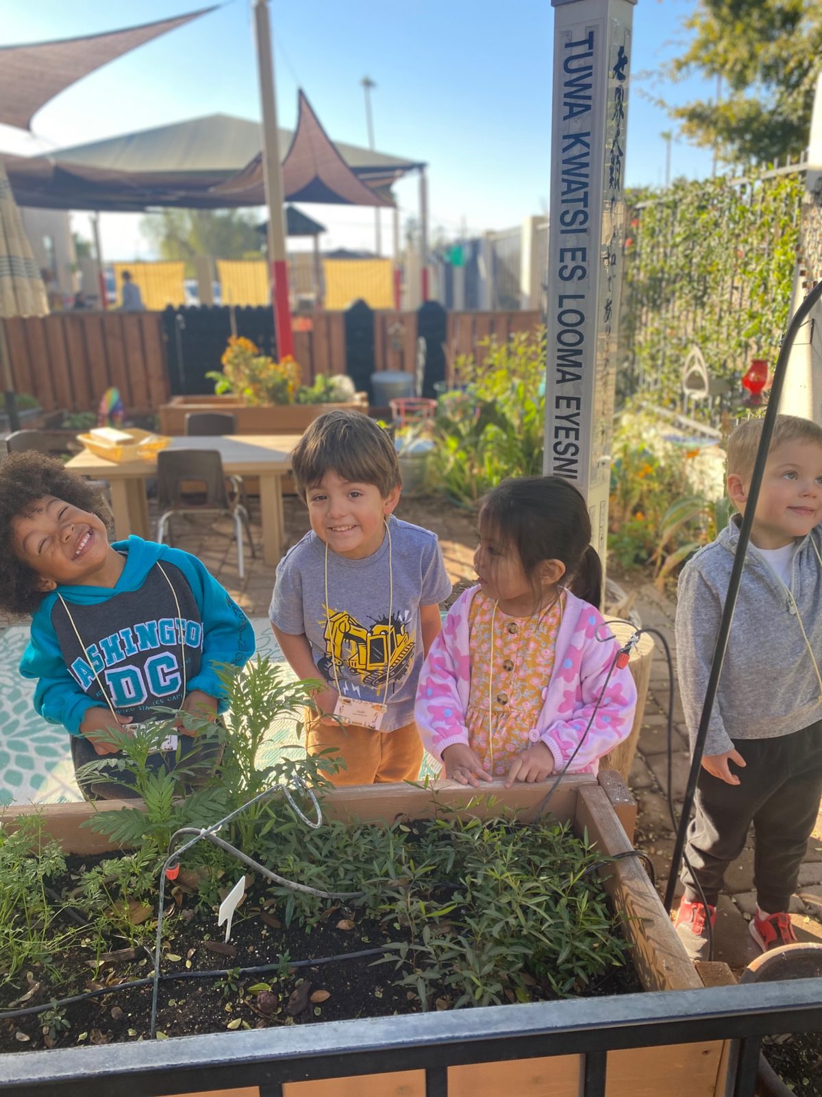 St. Peter's children together in the garden