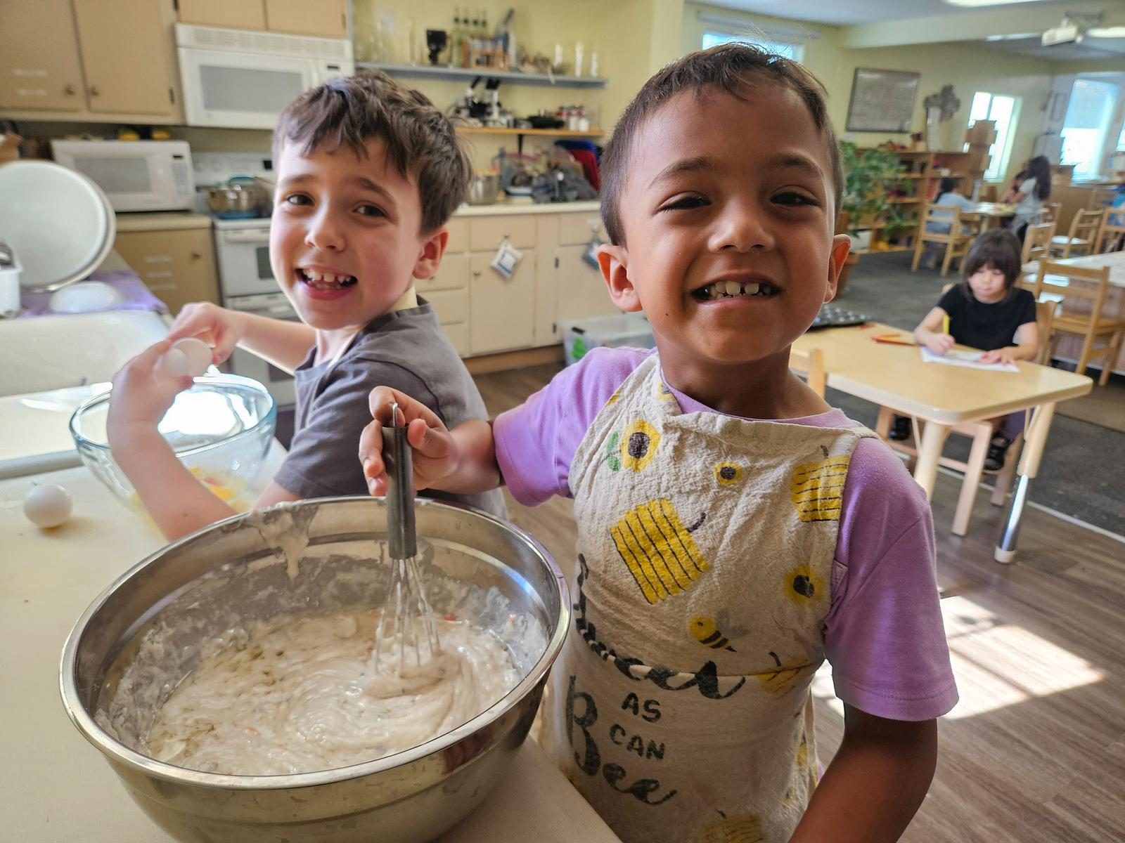 St. Peter's elementary students cooking together