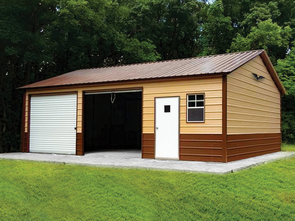Custom metal garage building installation in Dothan Alabama