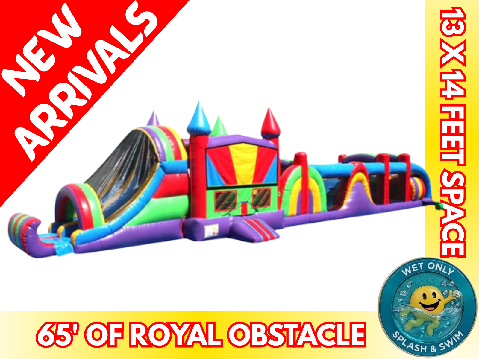 65' Royal Combo Obstacle - Smiley Jump Rental