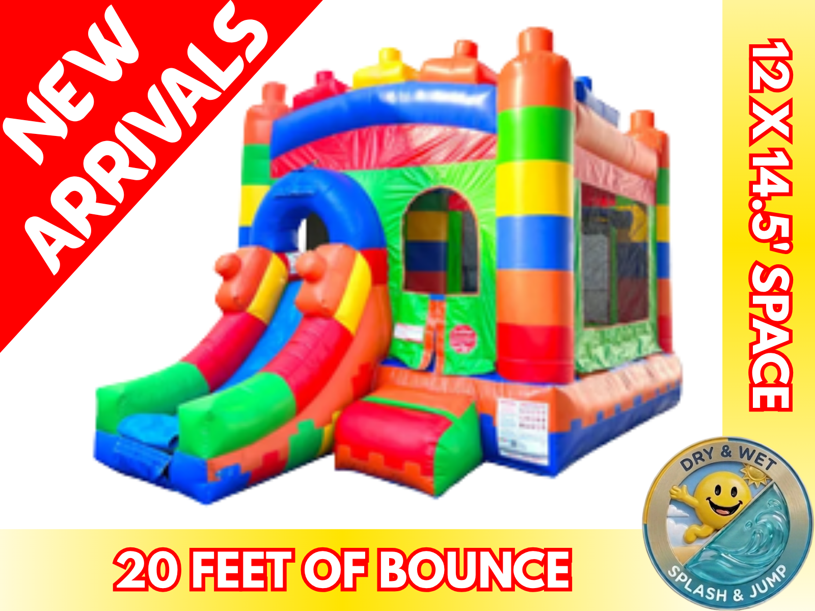 Lego Bounce House with Slide - Smiley Jump Rental