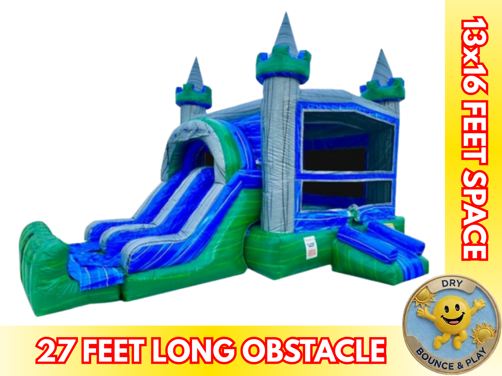 Green Emerald Combo Bounce House Dual Slide