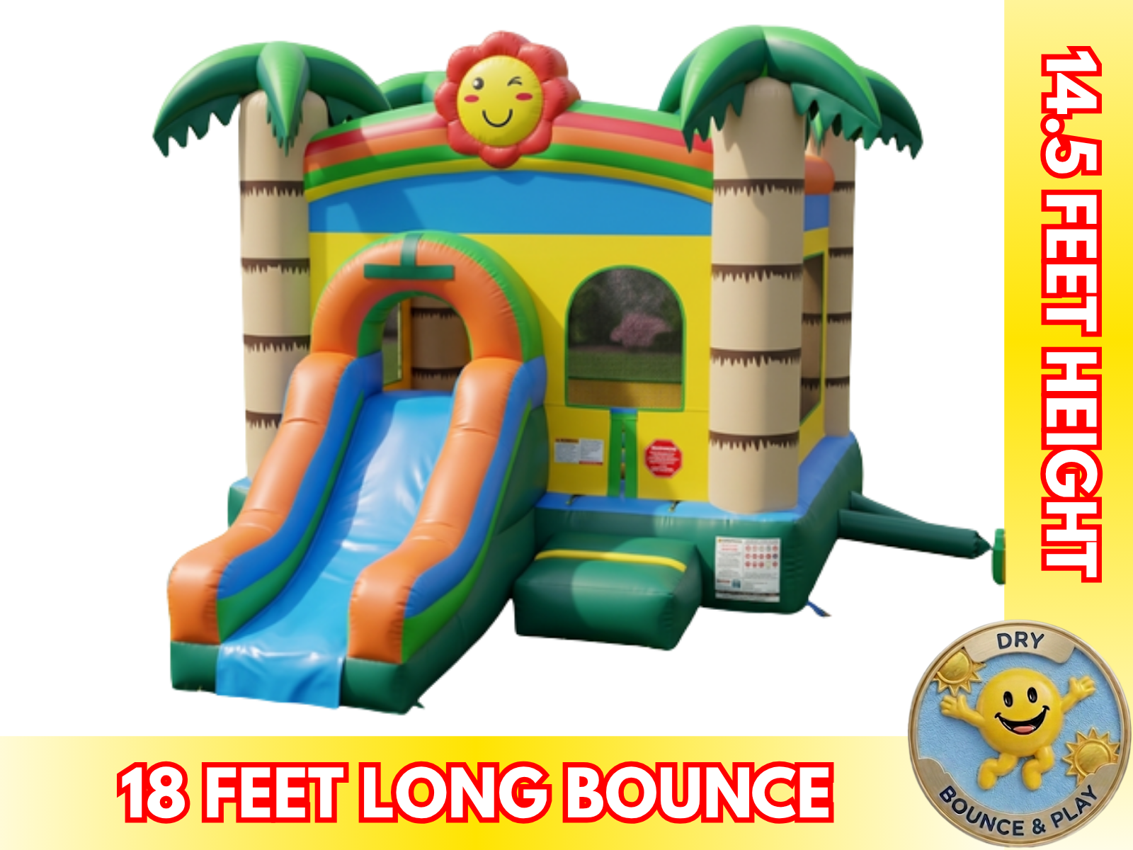 Tropical Combo Bounce House With Slide