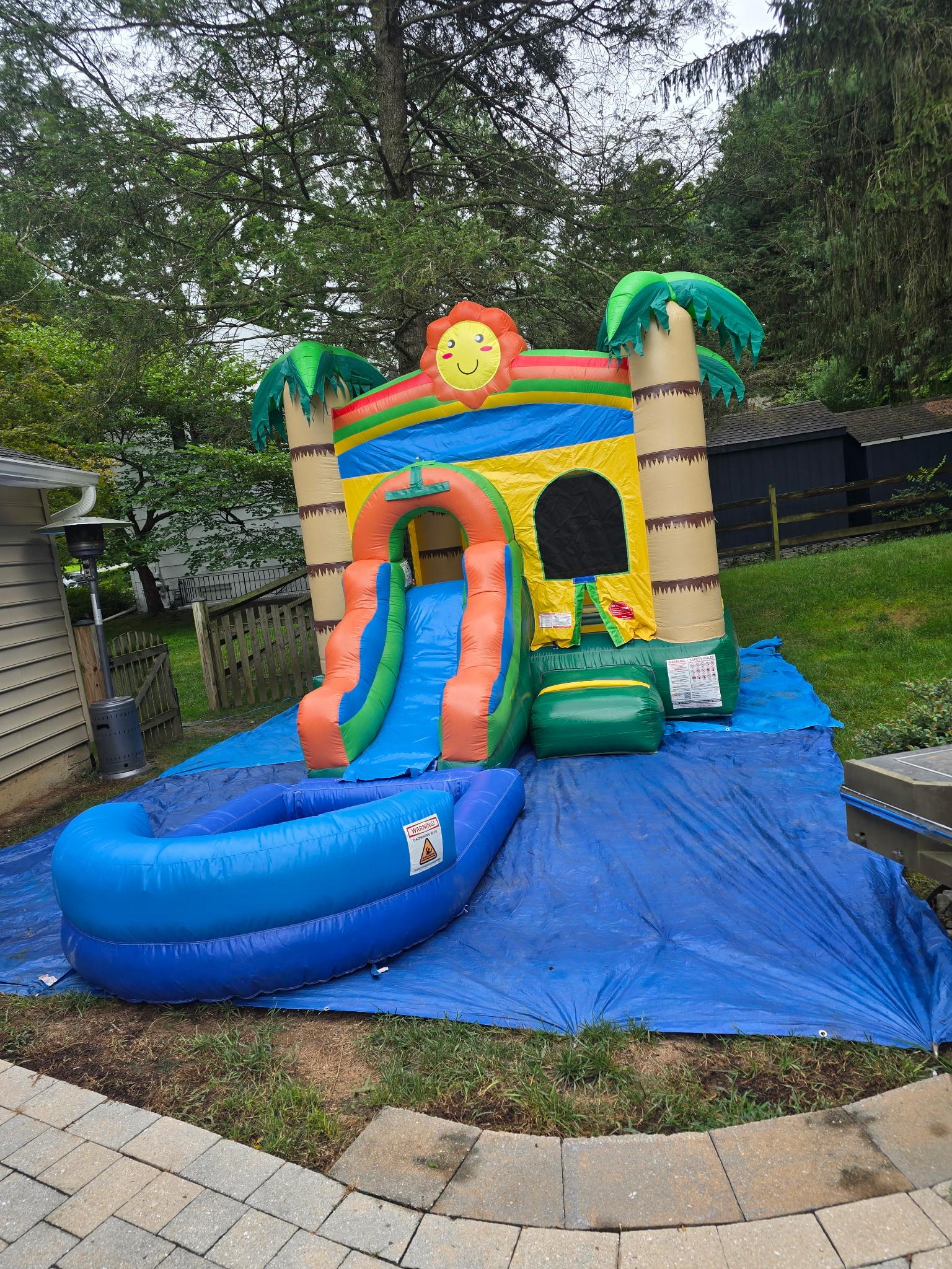 Tropical combo bounce house with slide and pool rental in Germantown, MD from Smiley Jump LLC for birthday parties, school events, and family celebrations