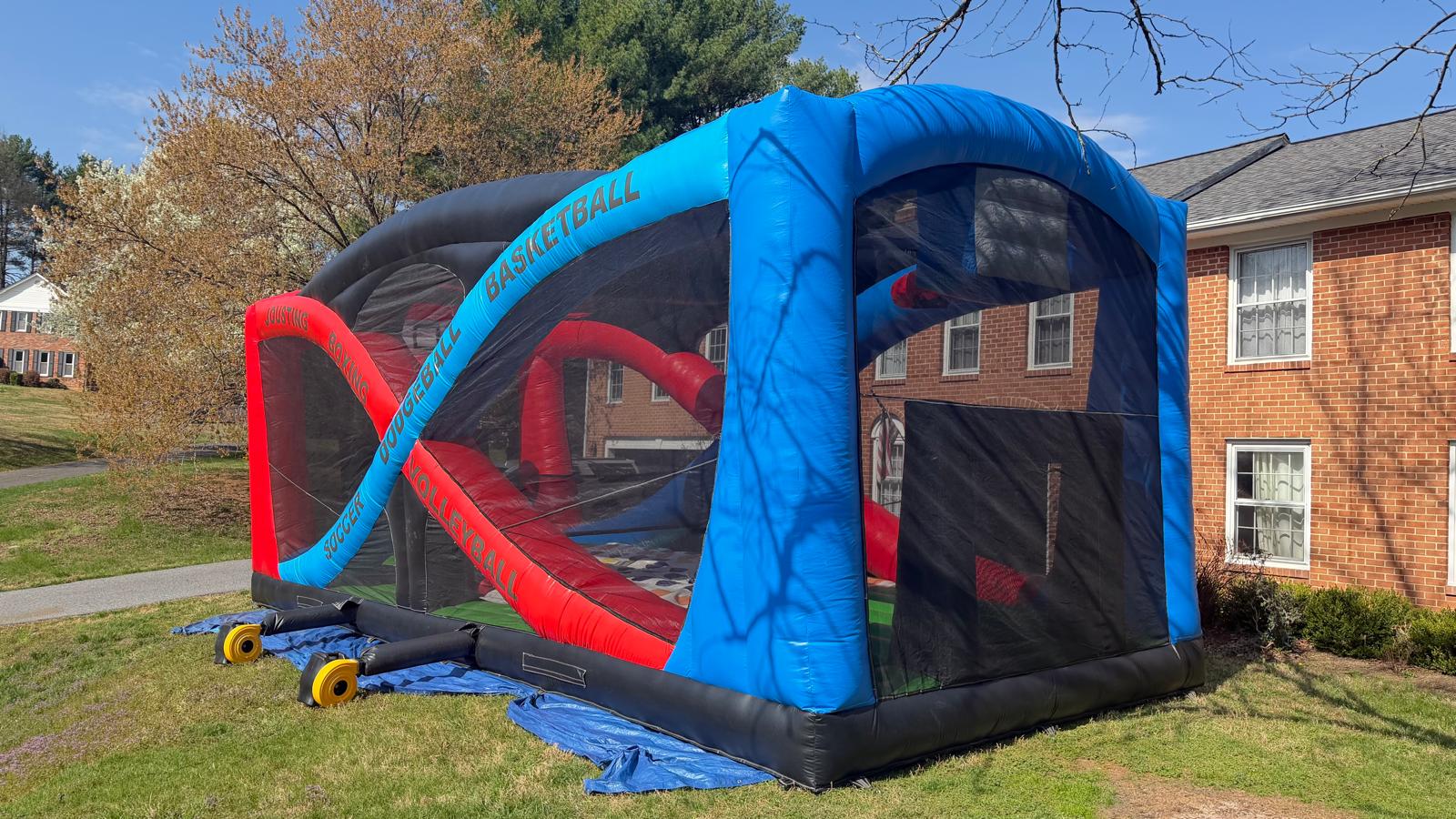 Sports Fusion interactive inflatable rental from Smiley Jump, available in Germantown, Maryland, Washington DC, and Northern Virginia for birthday parties, school events, church gatherings, daycare celebrations, and community events
