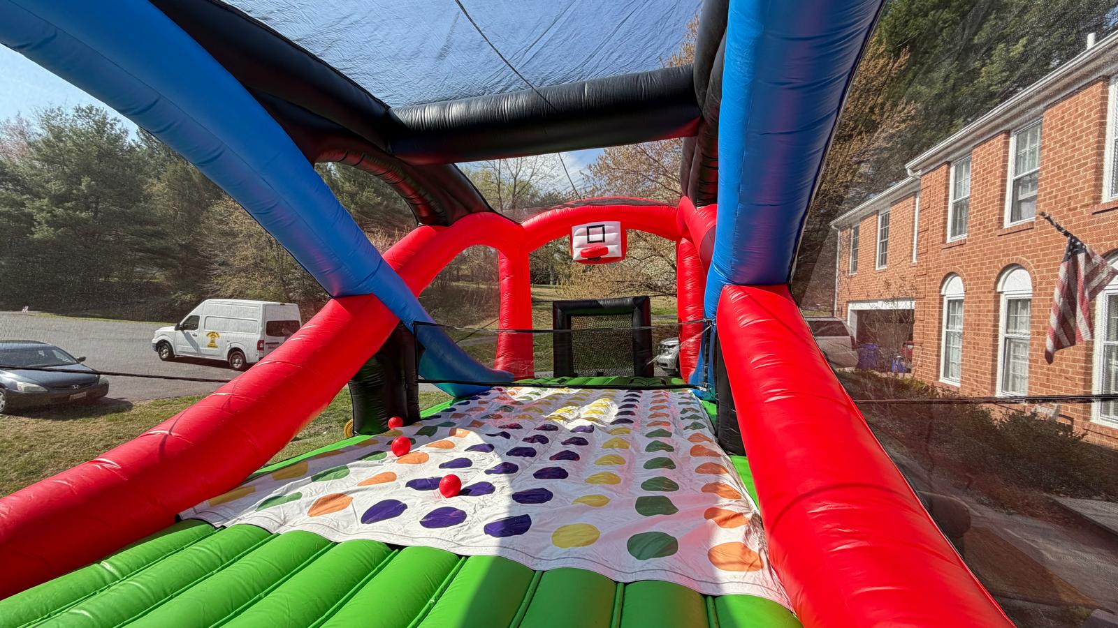 Sports Fusion interactive inflatable rental from Smiley Jump in Germantown, MD, with service across Maryland, Washington, DC, and Northern Virginia for birthday parties, school events, church gatherings, sports-themed celebrations, and community events