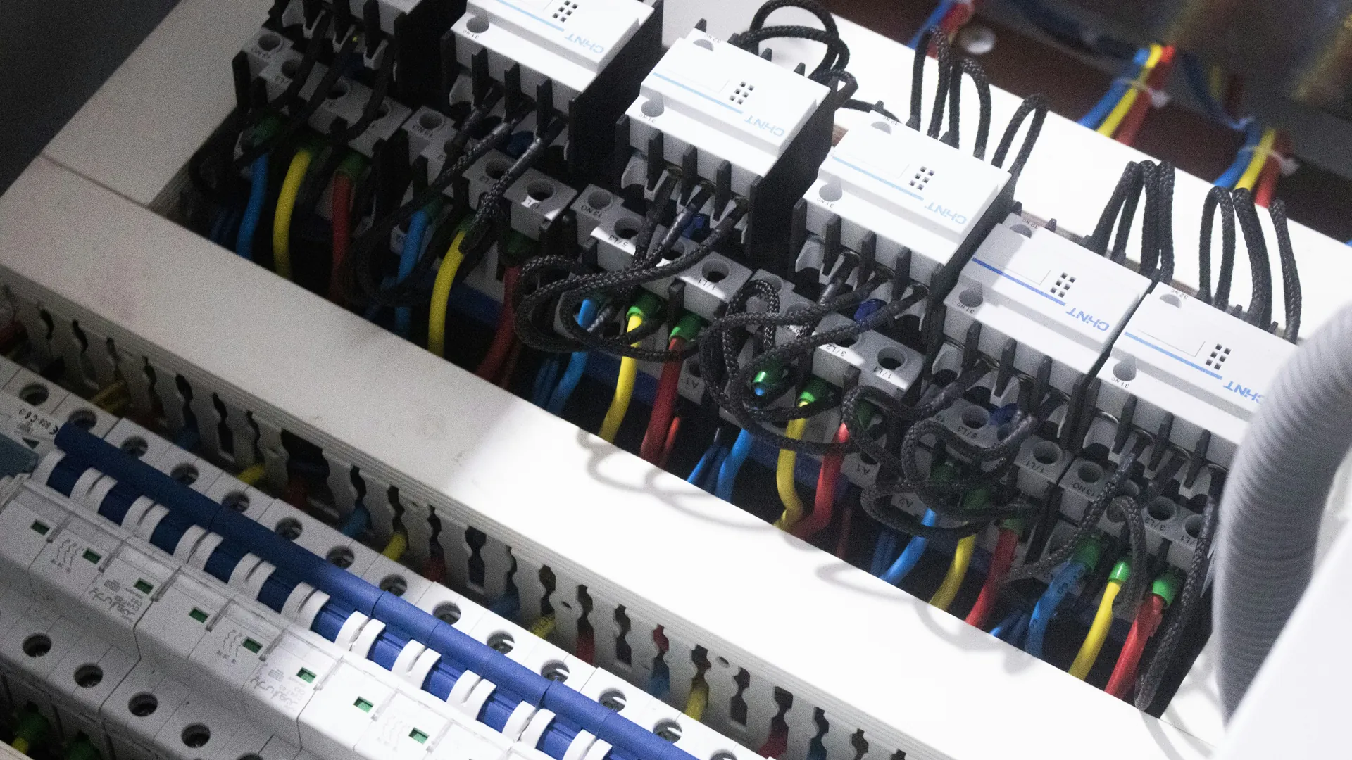 Neatly wired control panel from an electrician in Talke