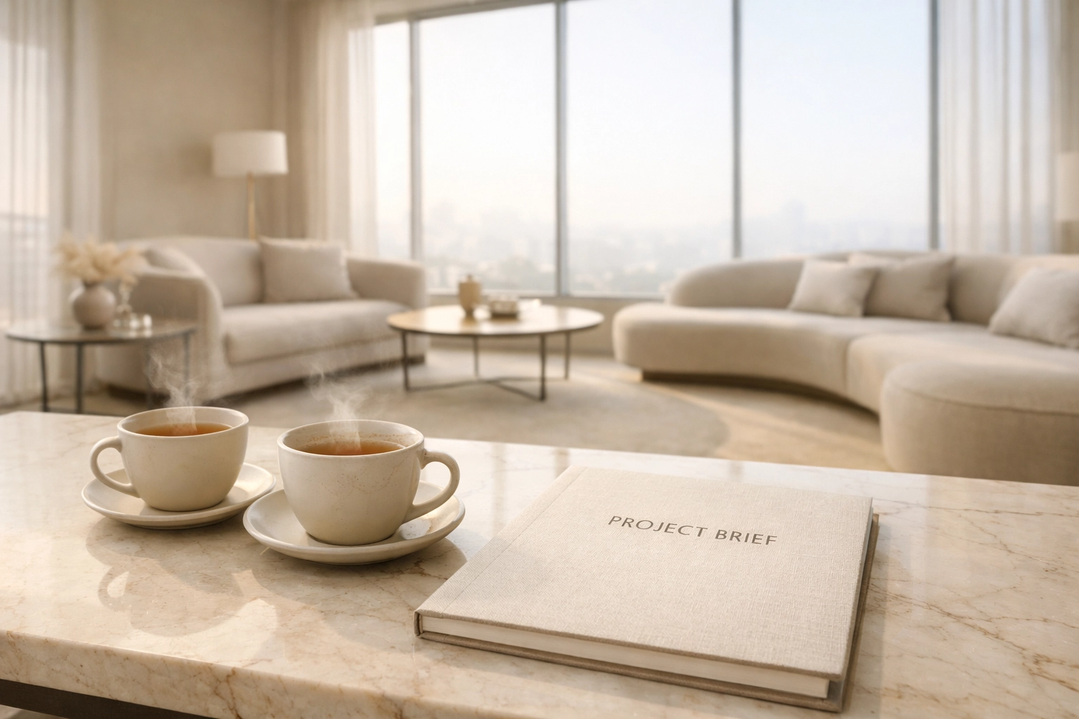 A project brief sitting on a table. A project brief sitting on a table.