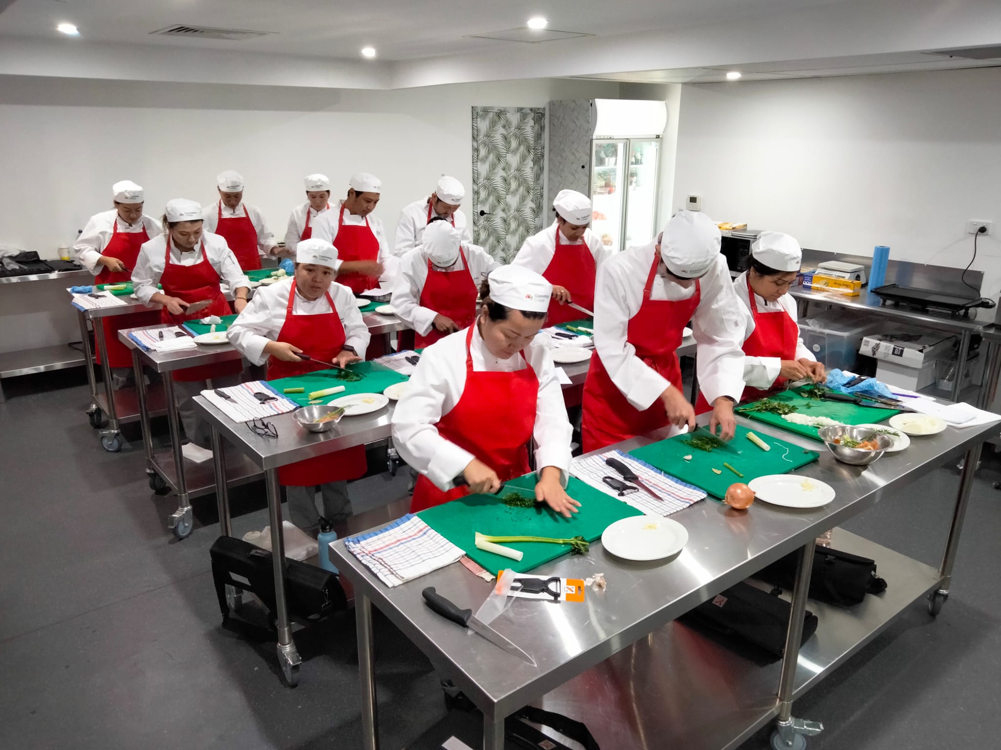 Contempo College students training in the commercial kitchen
