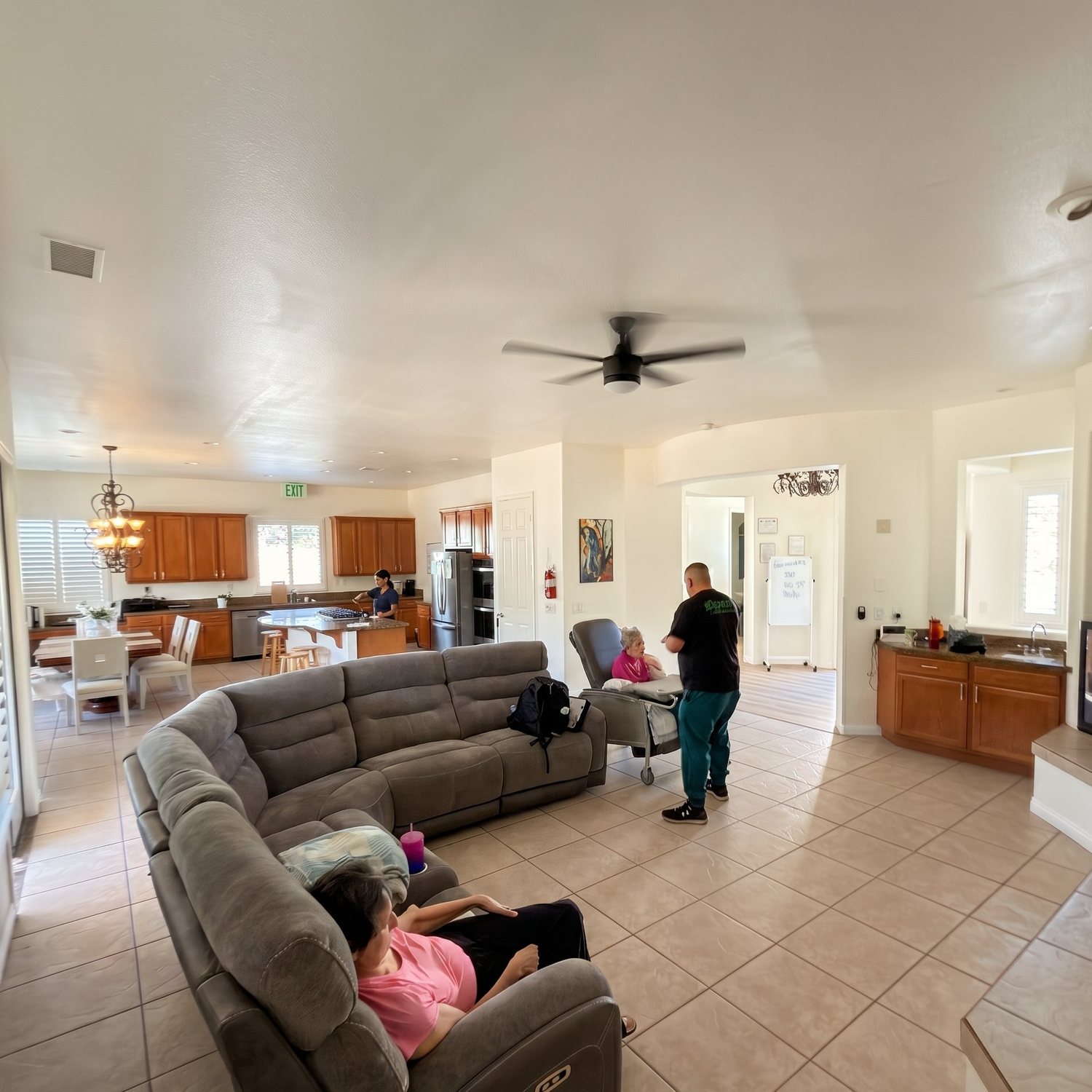 The open living and dining room in the Cathedral City home