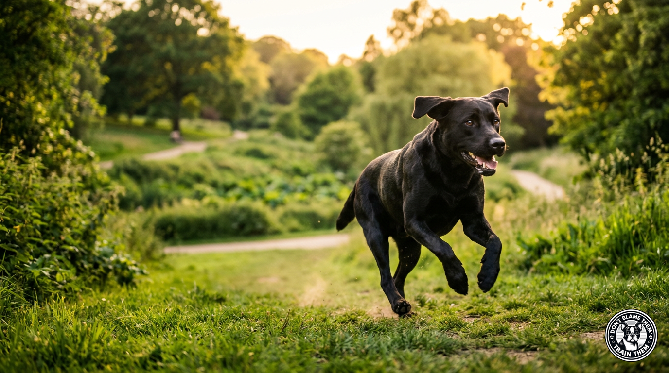 Dog running outdoors at full speed — dog exercise needs at every life stage | MJacksonk9 Brooklyn