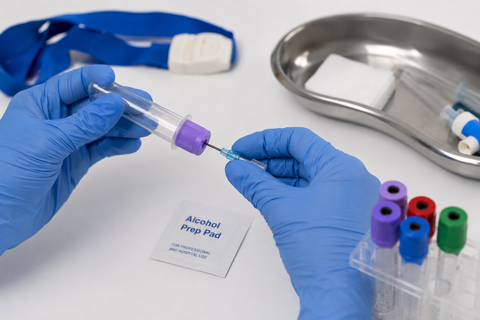 Mobile phlebotomist preparing for a home visit