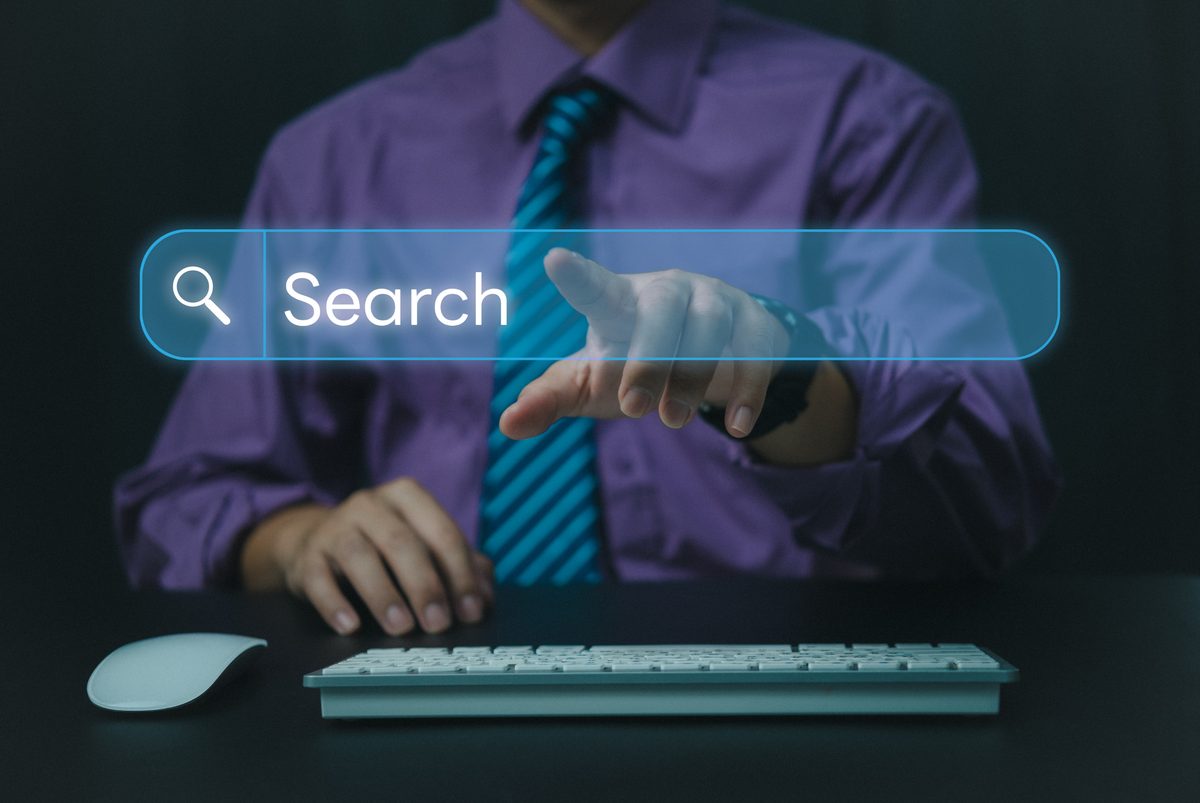 A search bar being typed into