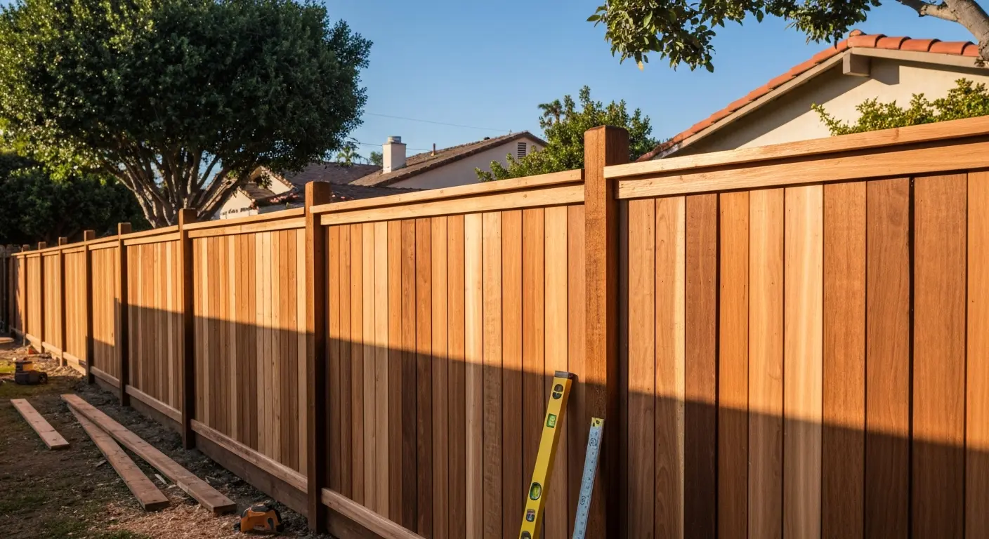 Wood privacy fence
