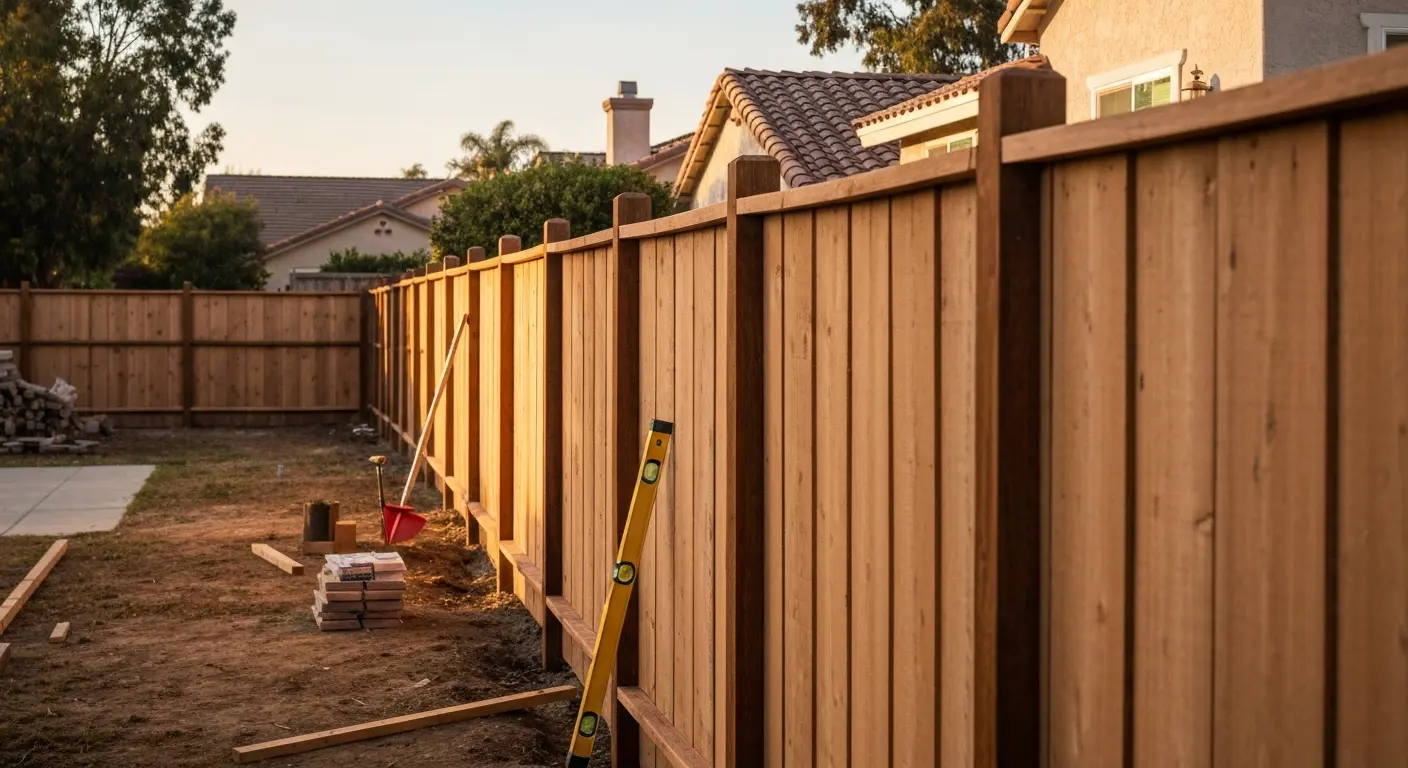 Wood fence installation