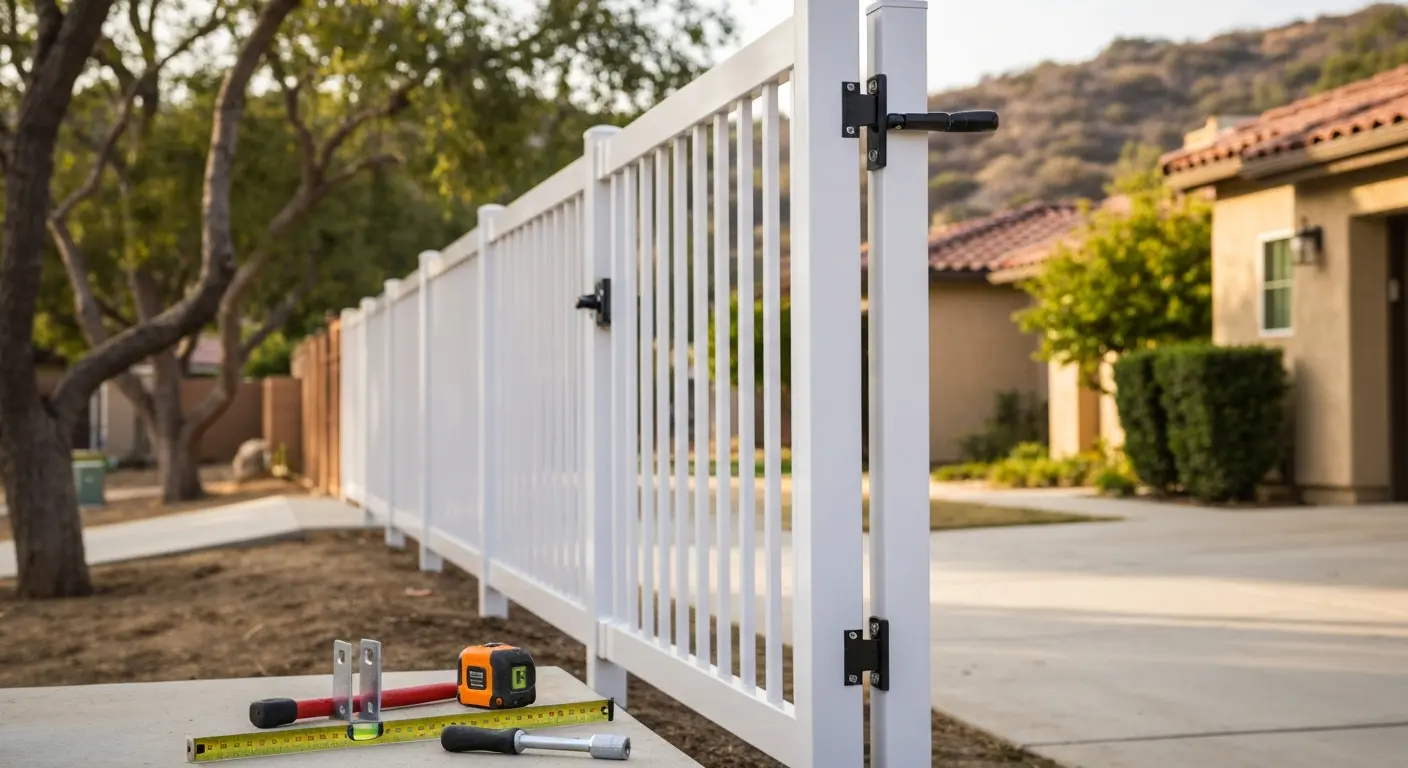 Metal fence and gate installation