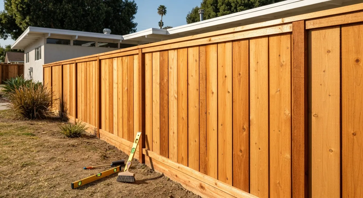 Wood fence installation