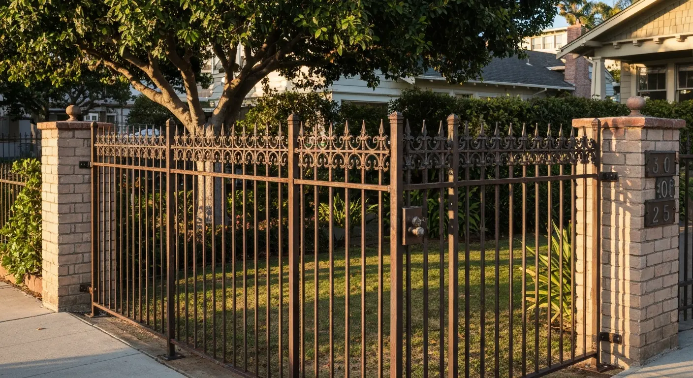 Iron fence near Henry T. Oxnard Historic District