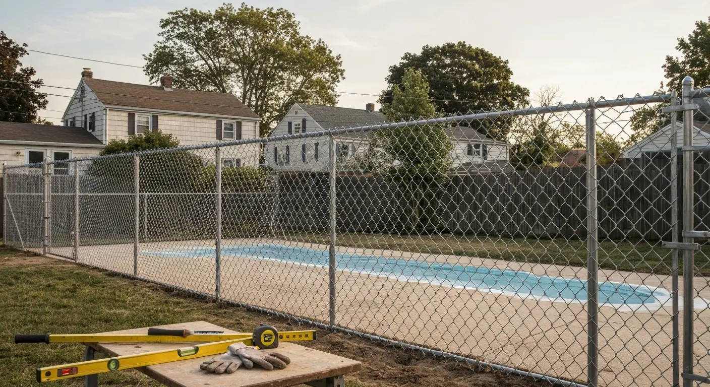 Chain link fence installation