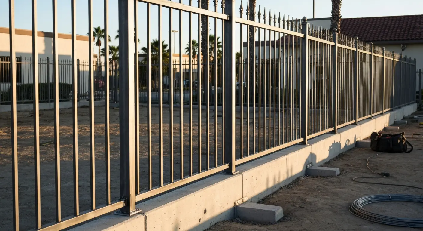 Commercial iron fence installation