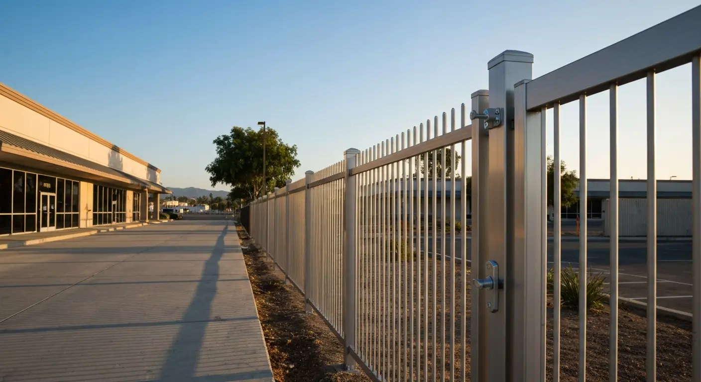Commercial aluminum fence installation