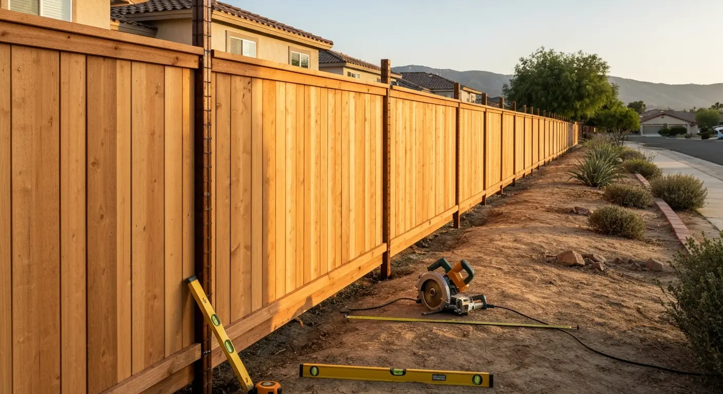 Wood fence installation