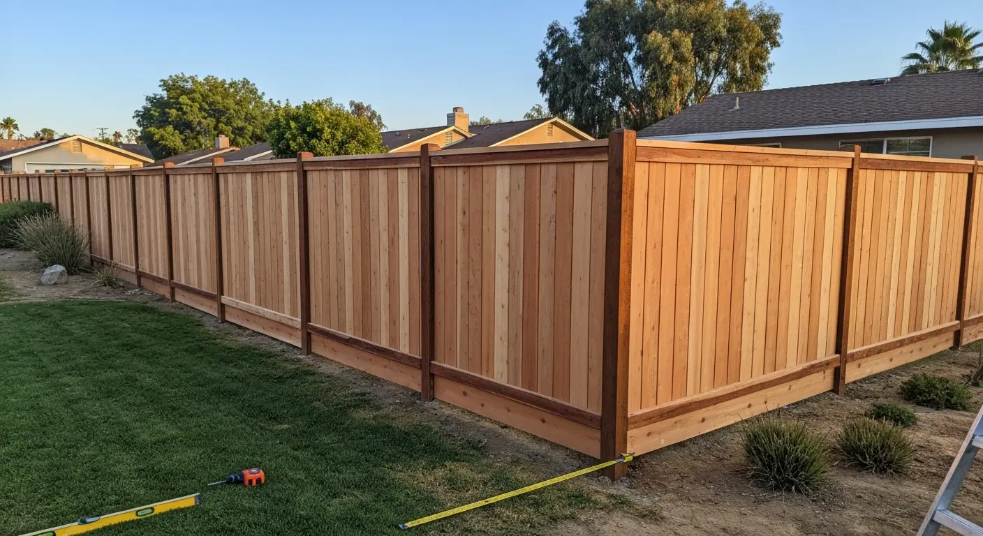Wood fence installation