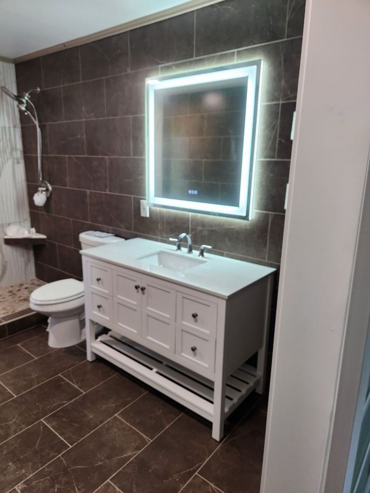 Custom vanity with LED mirror