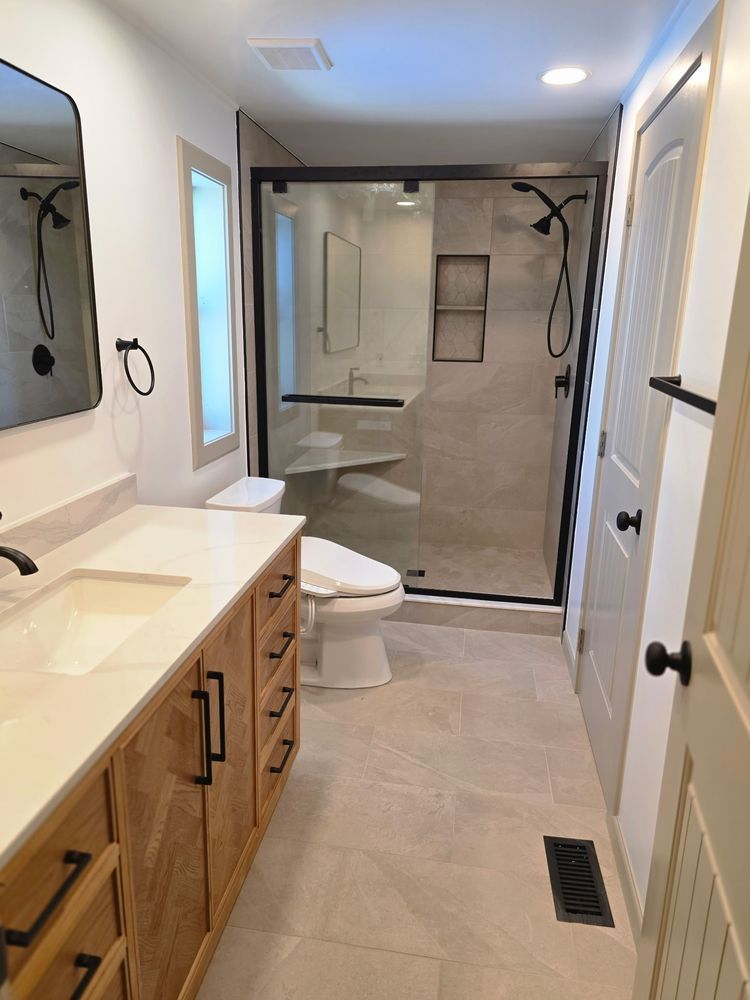 Complete bathroom remodel with walk-in shower