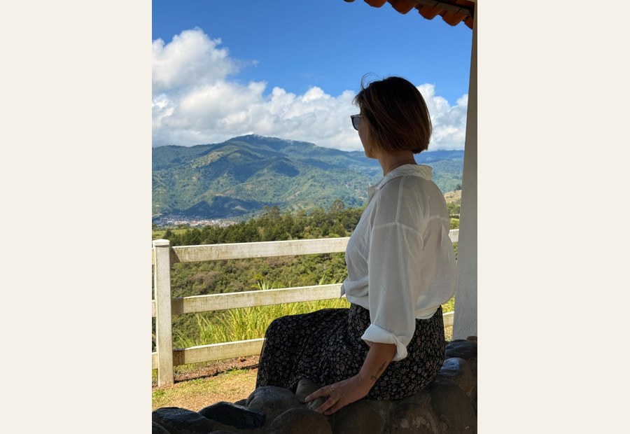 Sarah Carpenter taking in a mountain view
